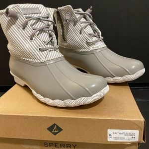 Sperry Saltwater Seersucker Boot Greywhite